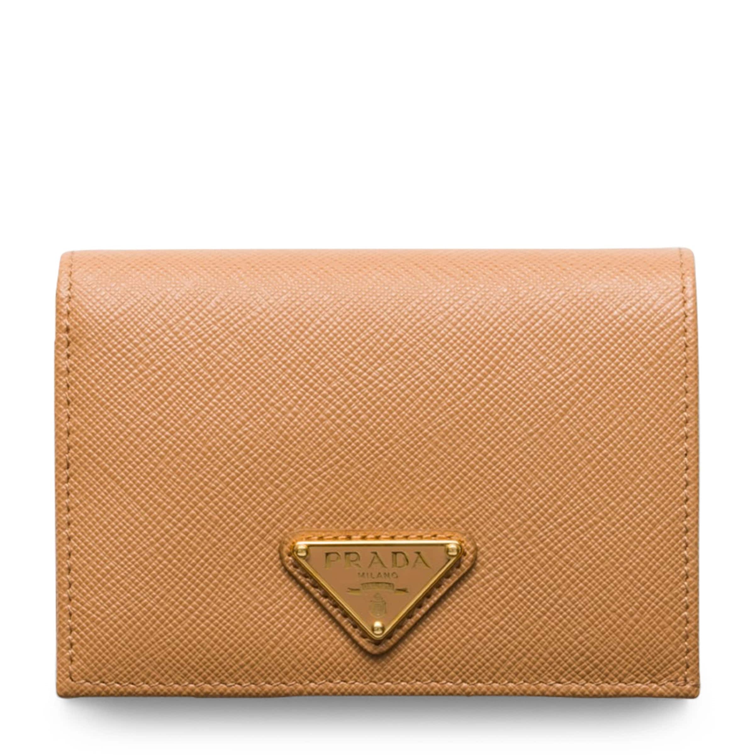 Neutral Small Saffiano Leather Wallet