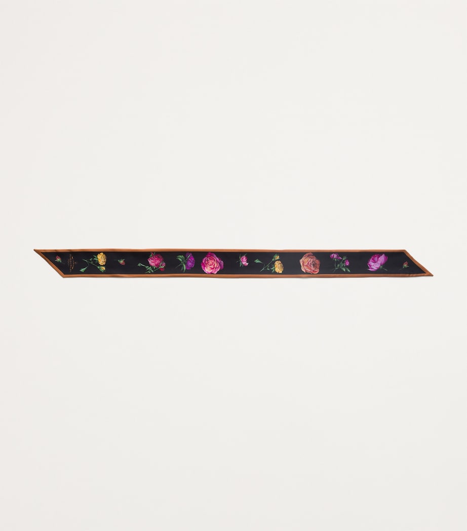 Black Silk Twill Skinny Scarf