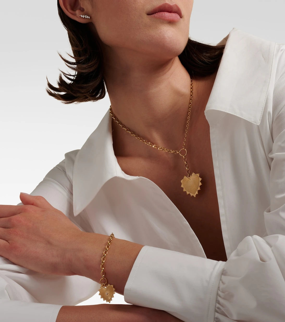 FoundRae - قلادة سلسلة من الذهب عيار 18 قيراطاً بتصميم Oversized Love Token
