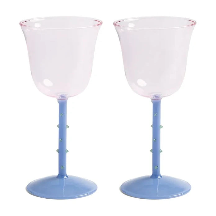Комплект чаши за вино &k amsterdam glass dot pink 200 ml (2 броя)