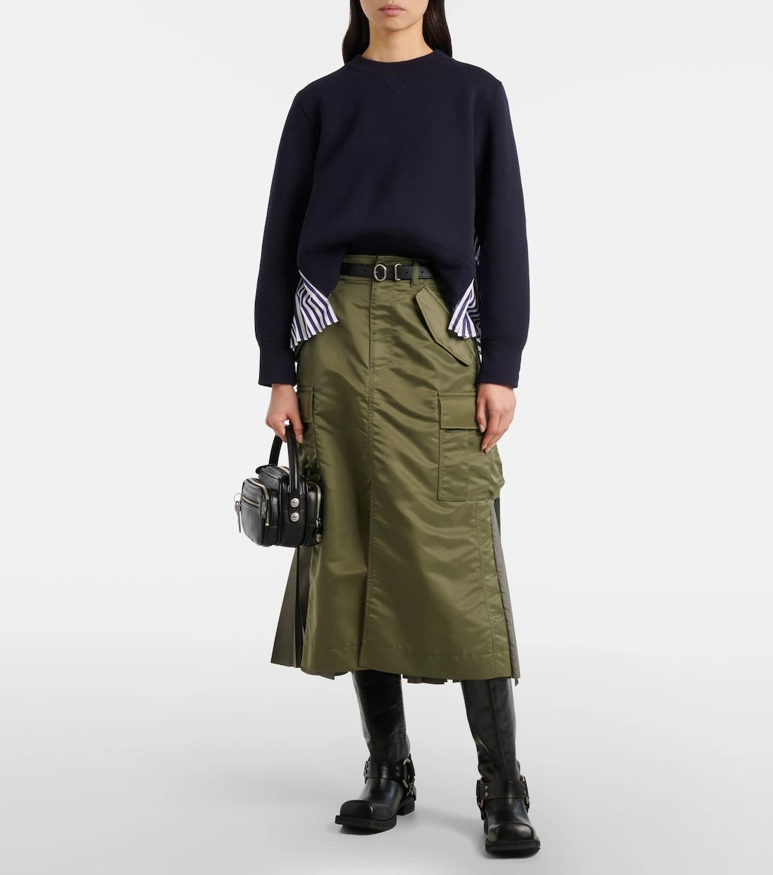 Sacai - Striped cotton-blend sweatshirt