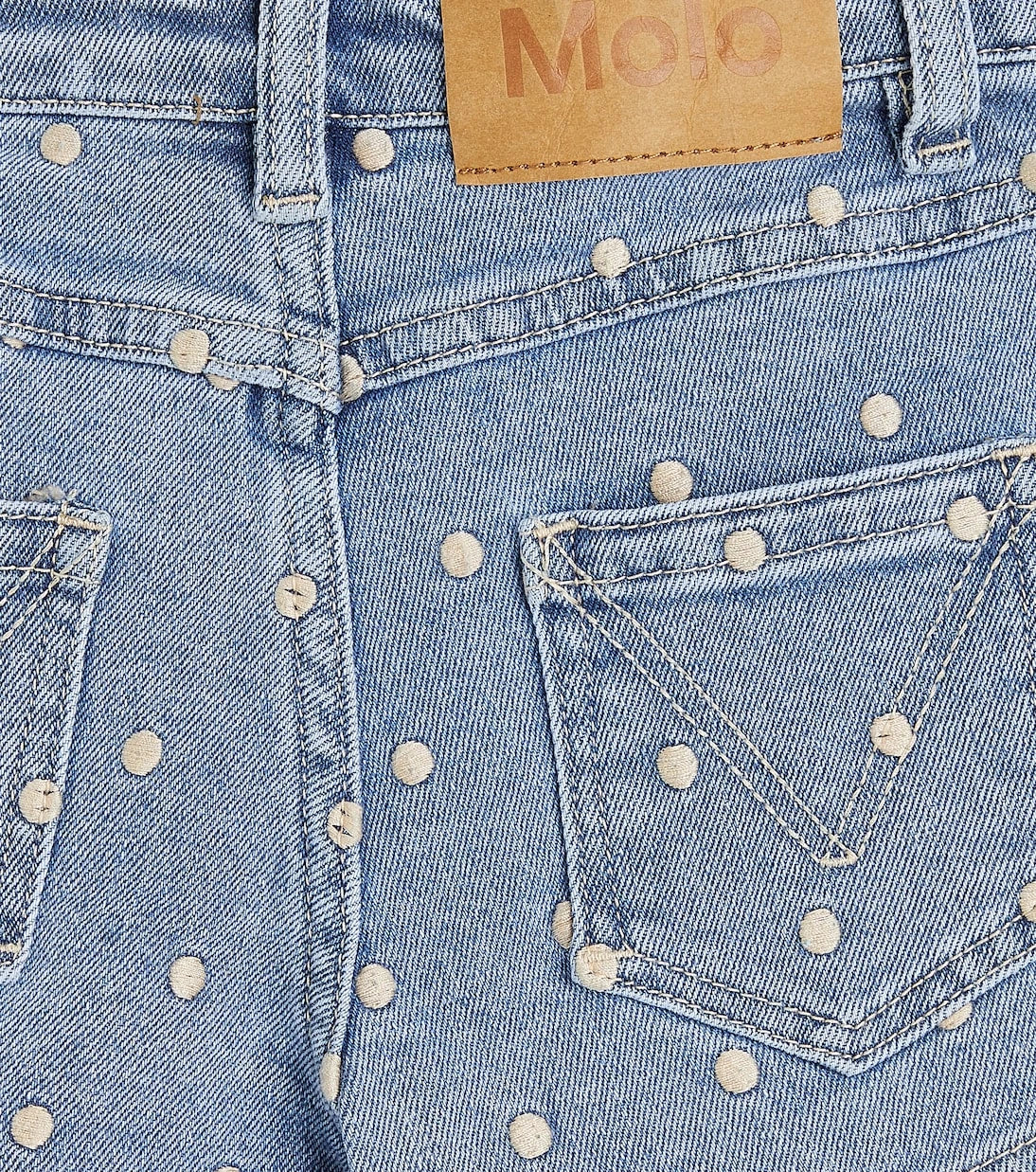 Molo - Alvira polka-dot embroidered denim shorts