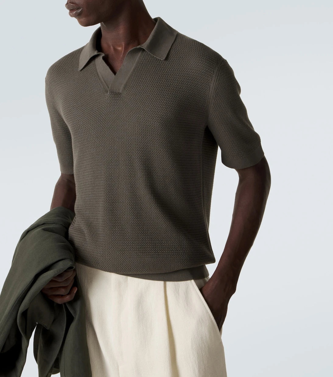 Zegna - Knitted cotton polo shirt
