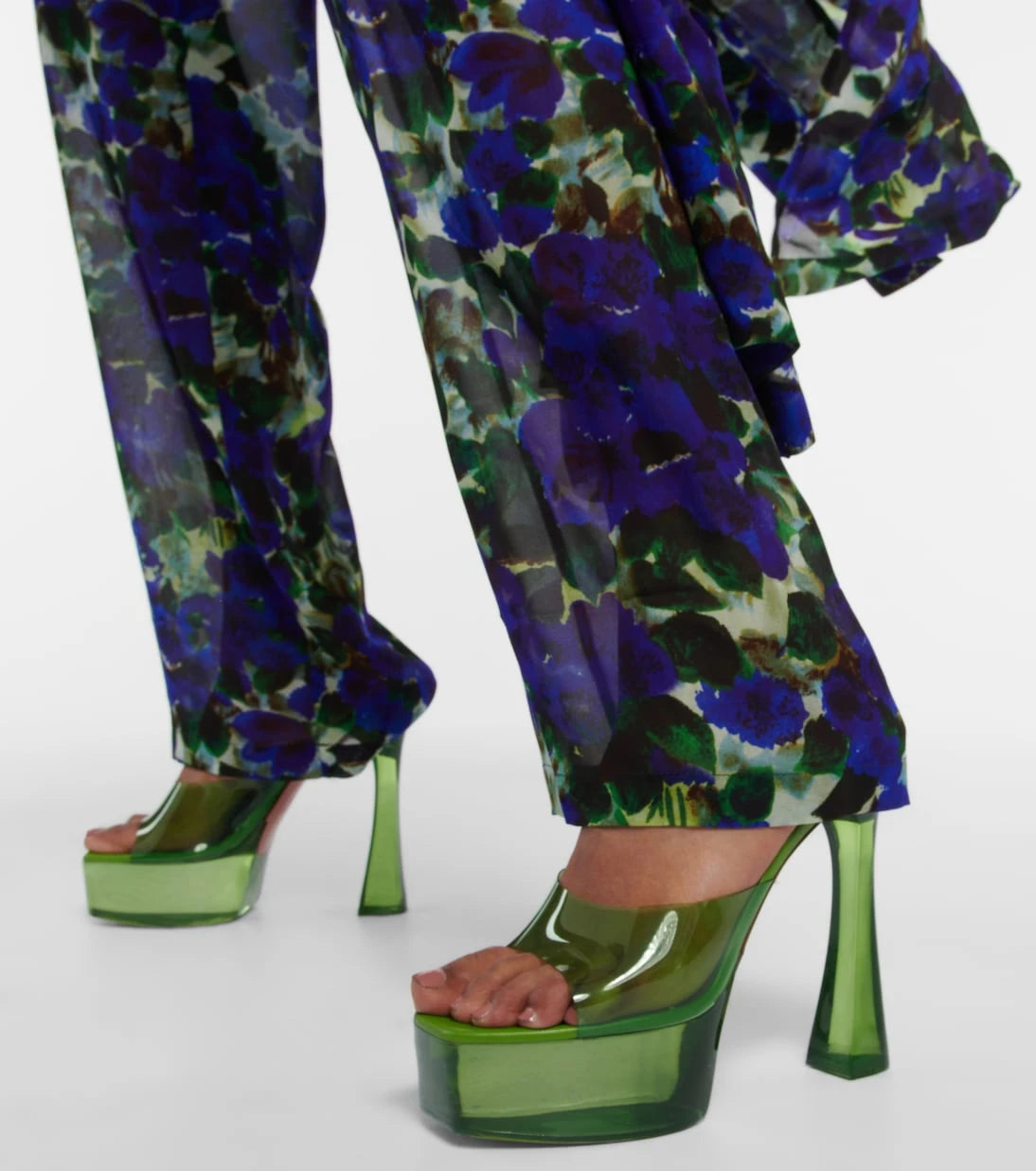 Amina Muaddi - Dalida Glass PVC platform mules