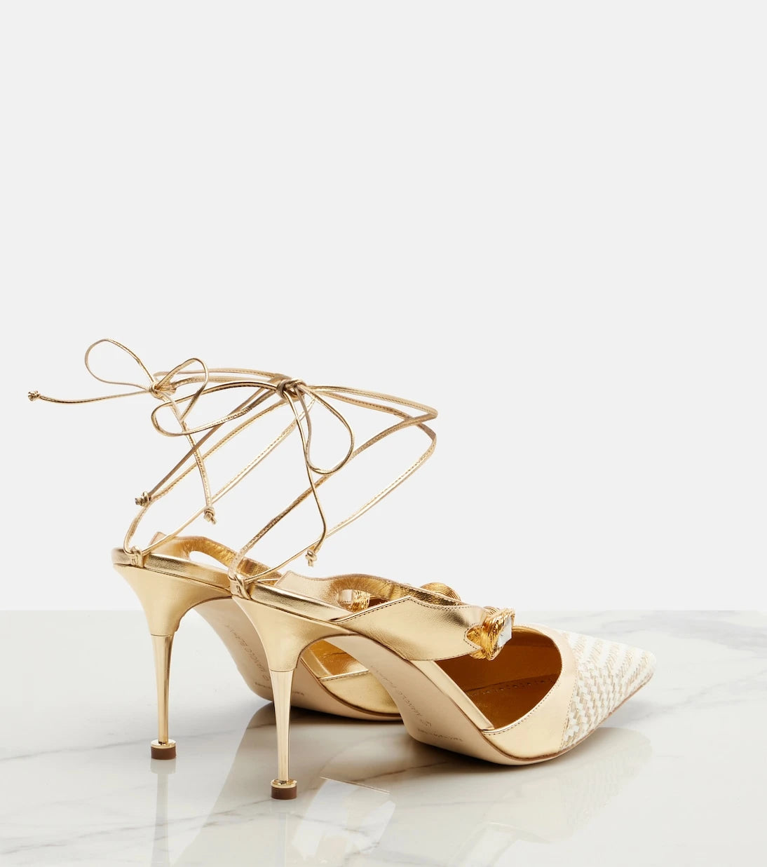 Manolo Blahnik - Soria embellished leather-trimmed pumps