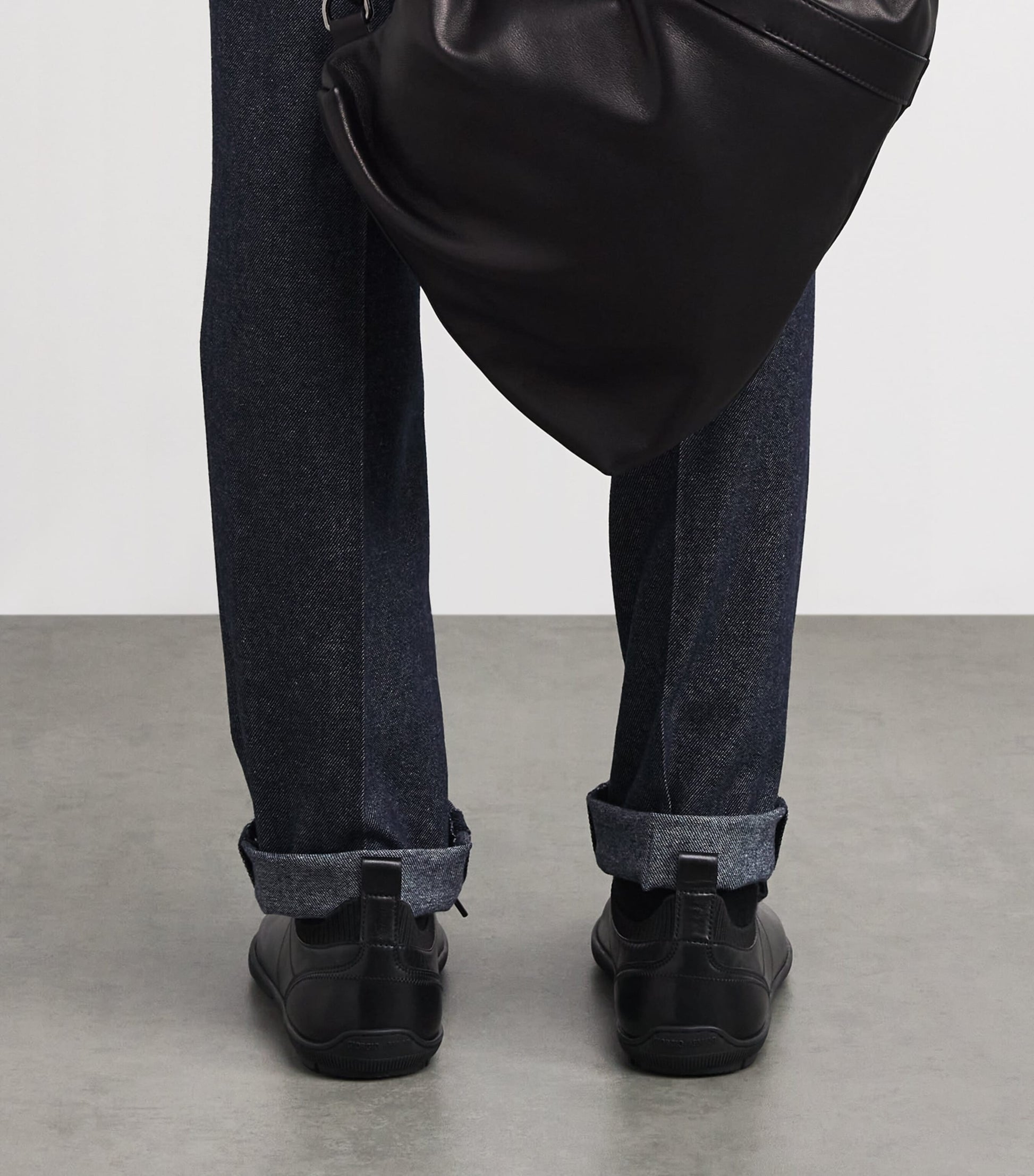 Leather Rib-Trim Sneakers