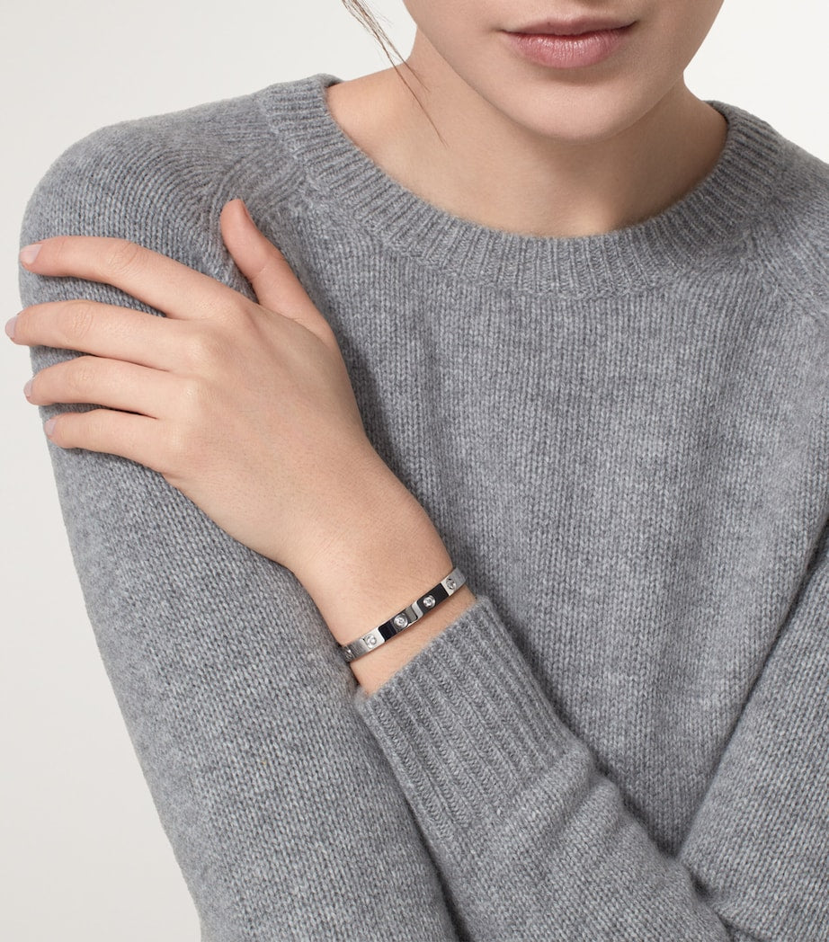 White Gold and Diamond LOVE Bangle