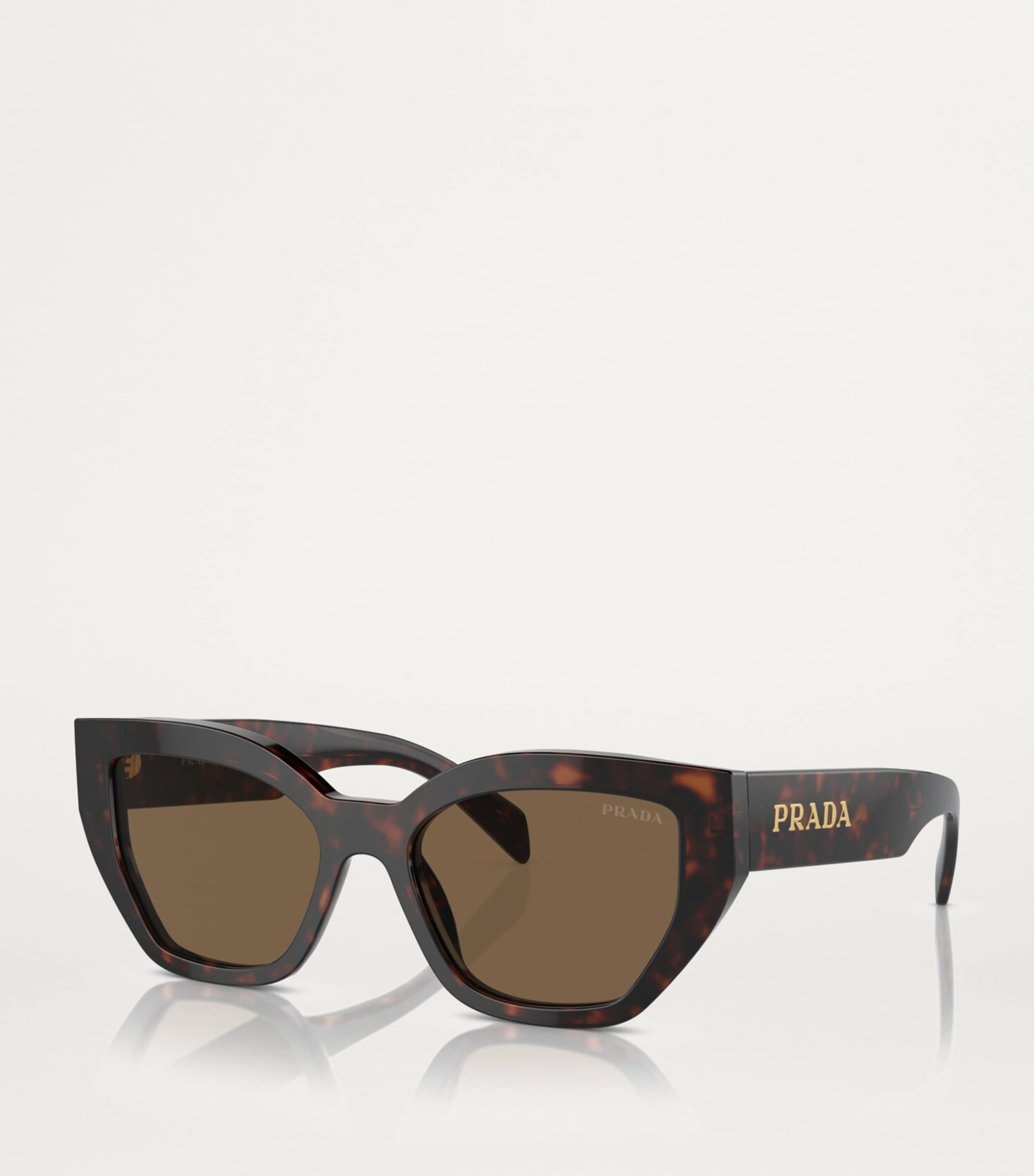 Prada Brown Tortoiseshell Geometric Sunglasses