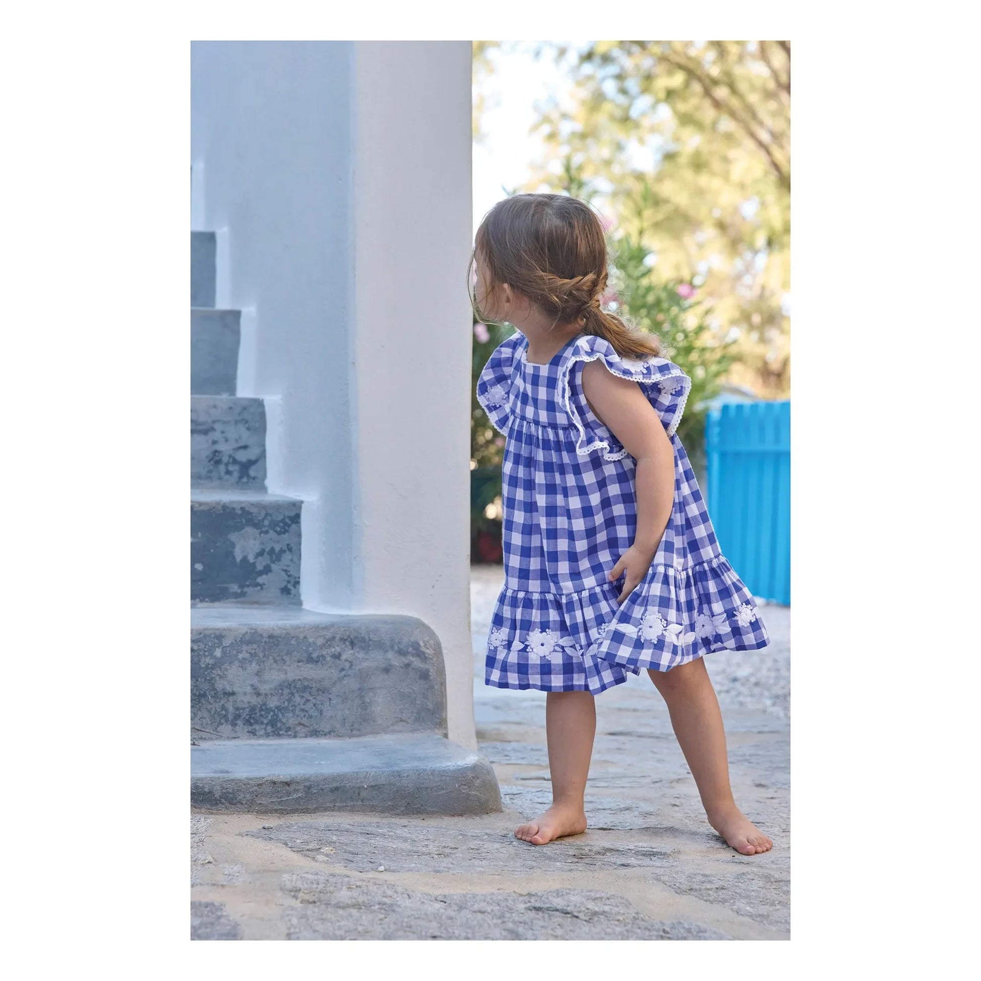 Tartine et Chocolat - Gingham Ruffle Dress | Royal blue