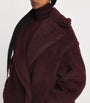 Red Wool-Silk Teddy Double-Breasted Coat