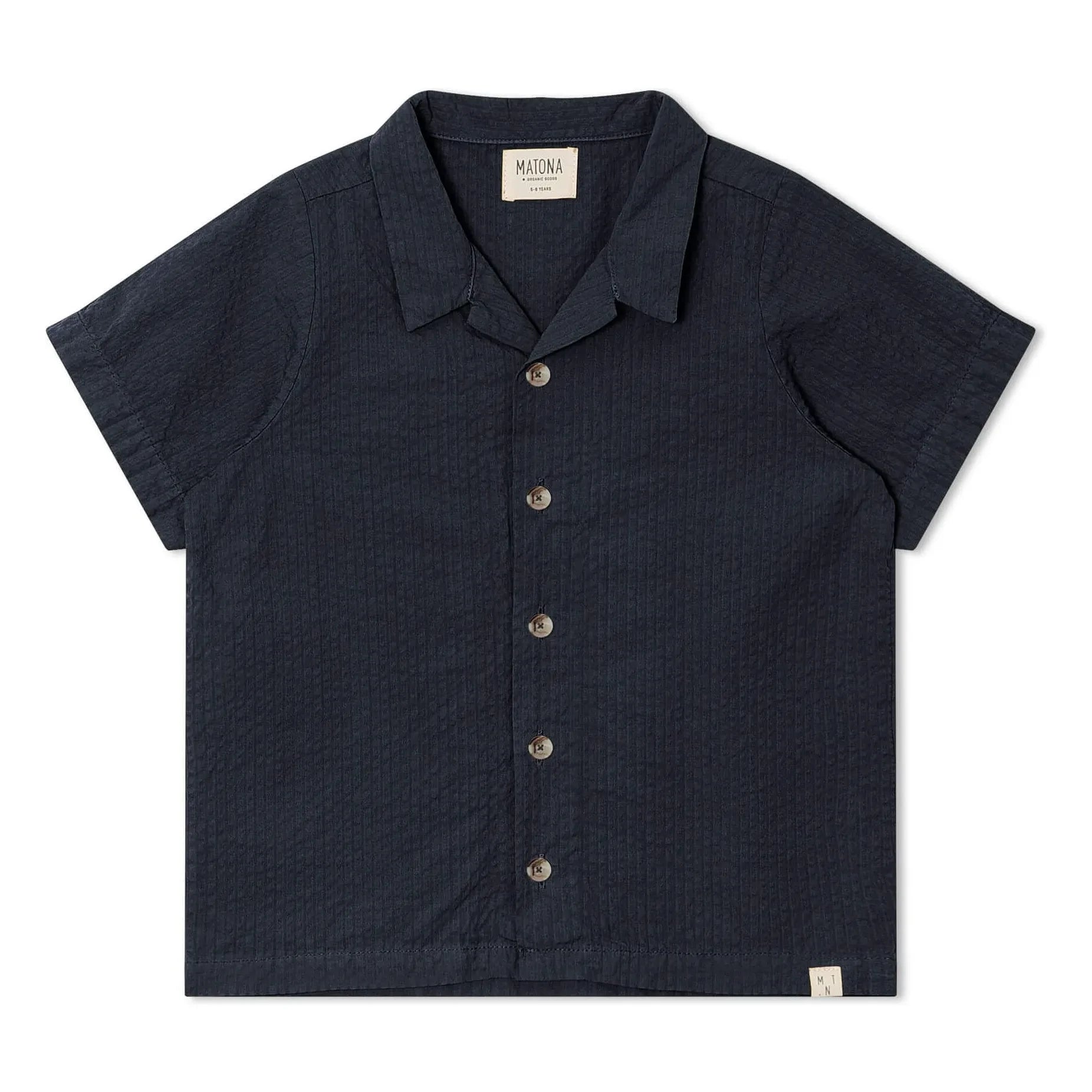 Matona - Plain Organic Cotton Shirt | Navy blue