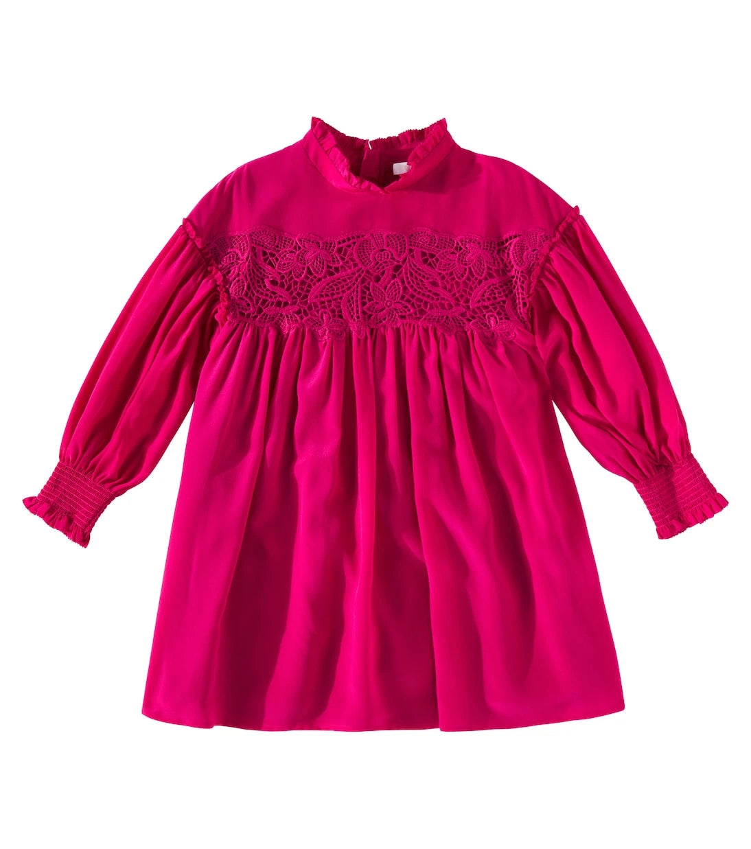 Chloé Kids - فستان حريري بتفاصيل دانتيل