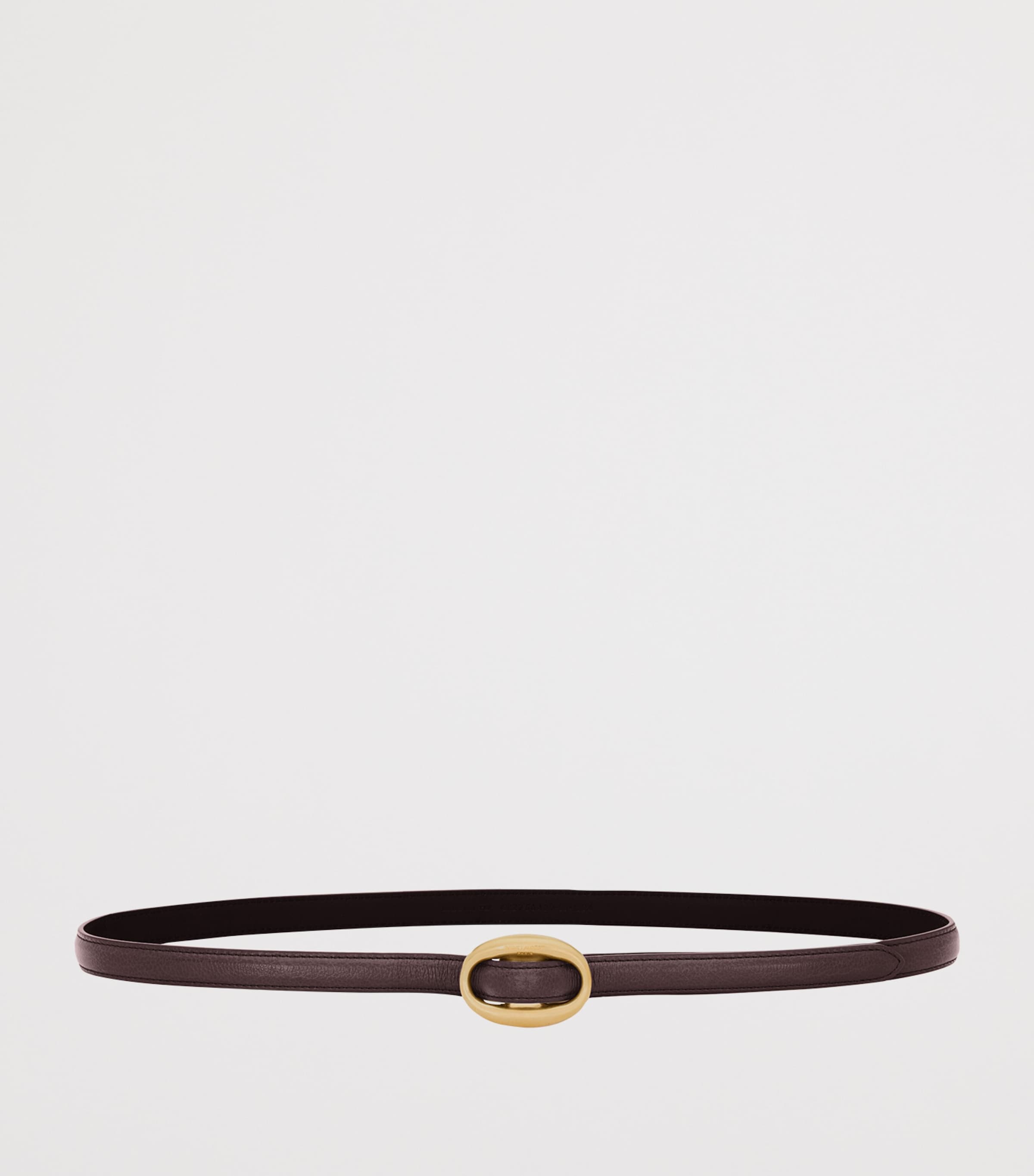 Saint Laurent Brown Leather Oval Buckle Belt