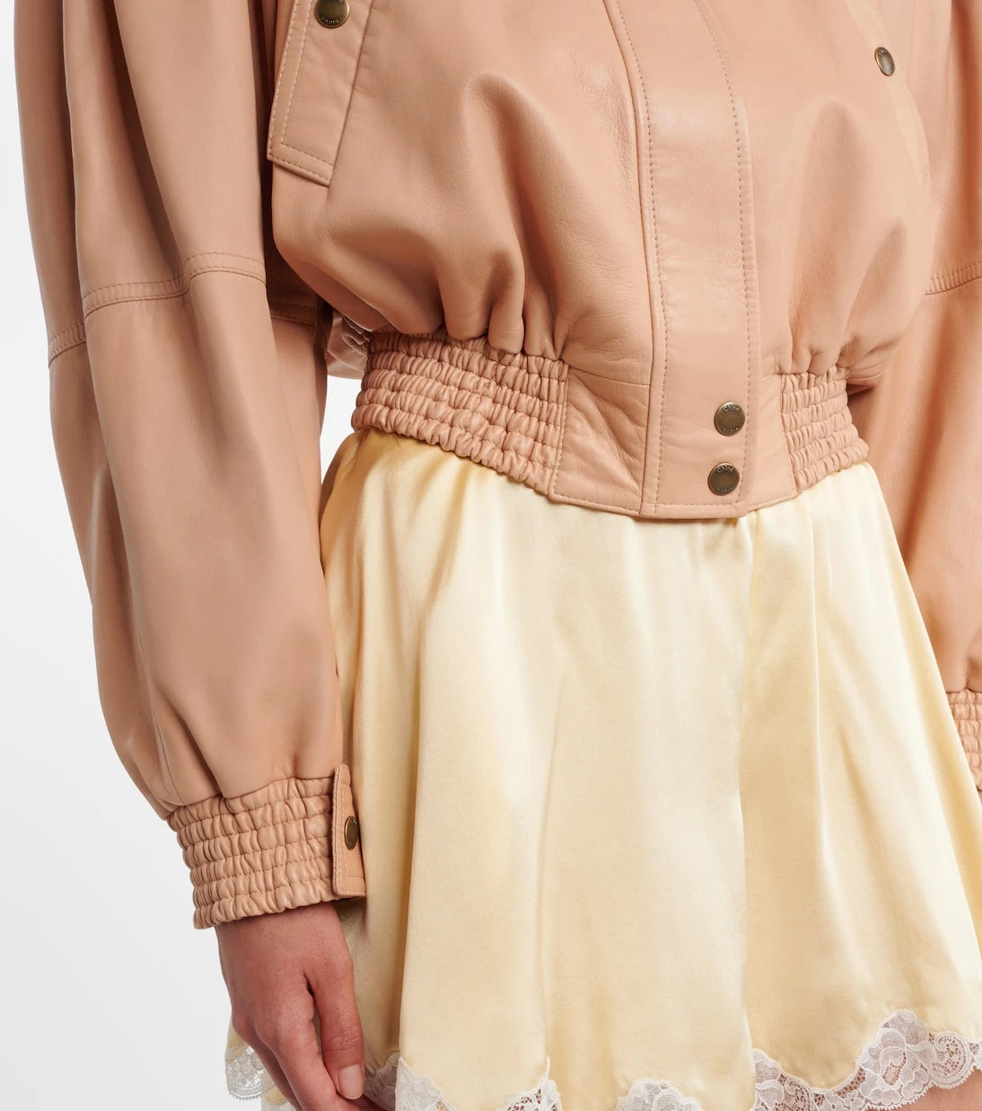 Chloé - Scarf-detail cropped leather jacket