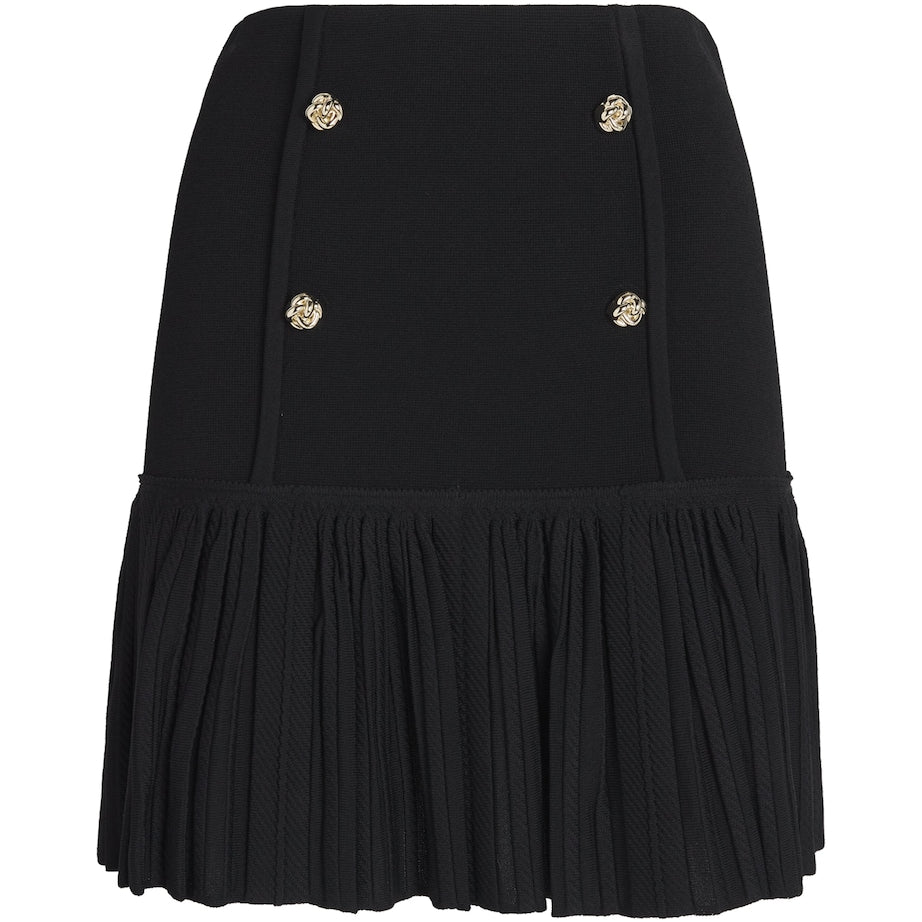 Sandro Paris Black Knitted Buttoned Mini Skirt