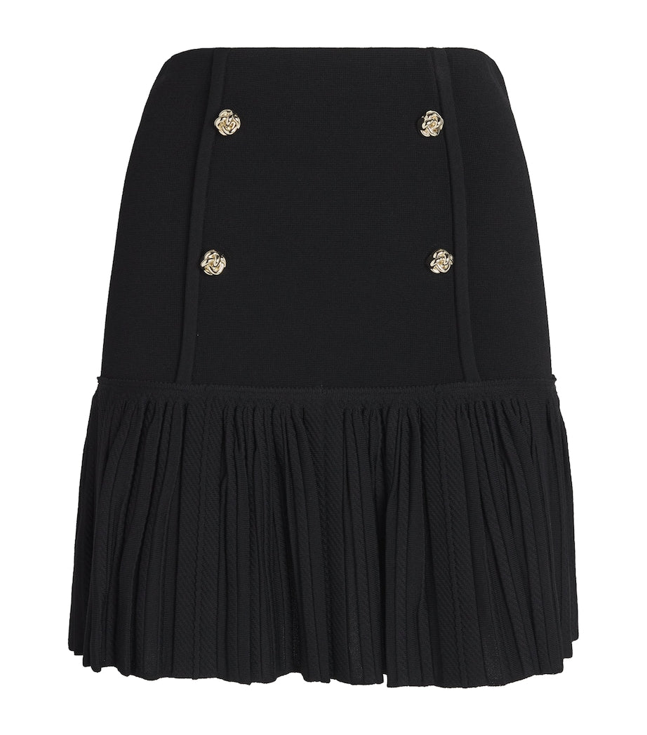 Sandro Paris Black Knitted Buttoned Mini Skirt