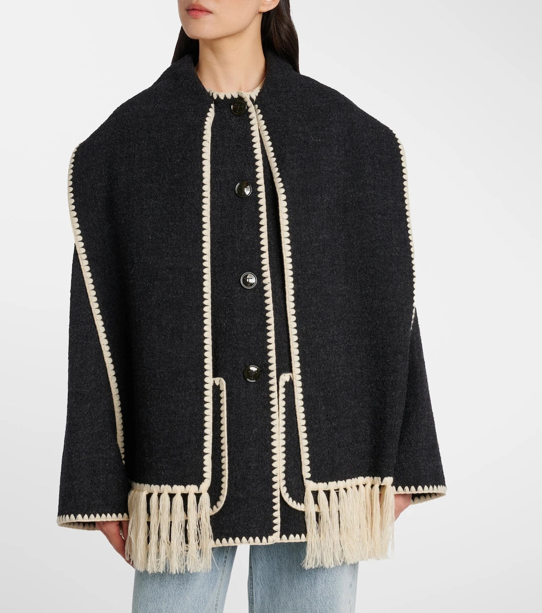 Toteme - Embroidered wool-blend scarf jacket