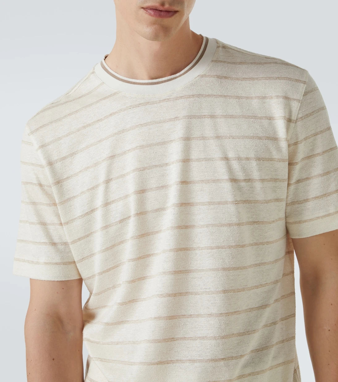 Zegna - Striped linen and silk-blend T-shirt