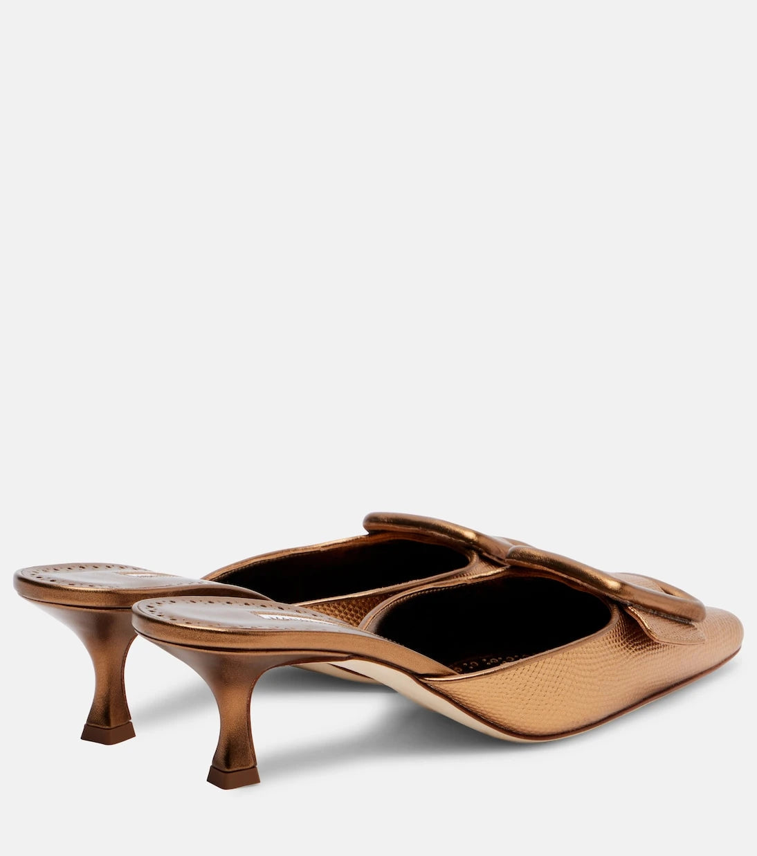 Manolo Blahnik - Maysale 50 metallic leather mules