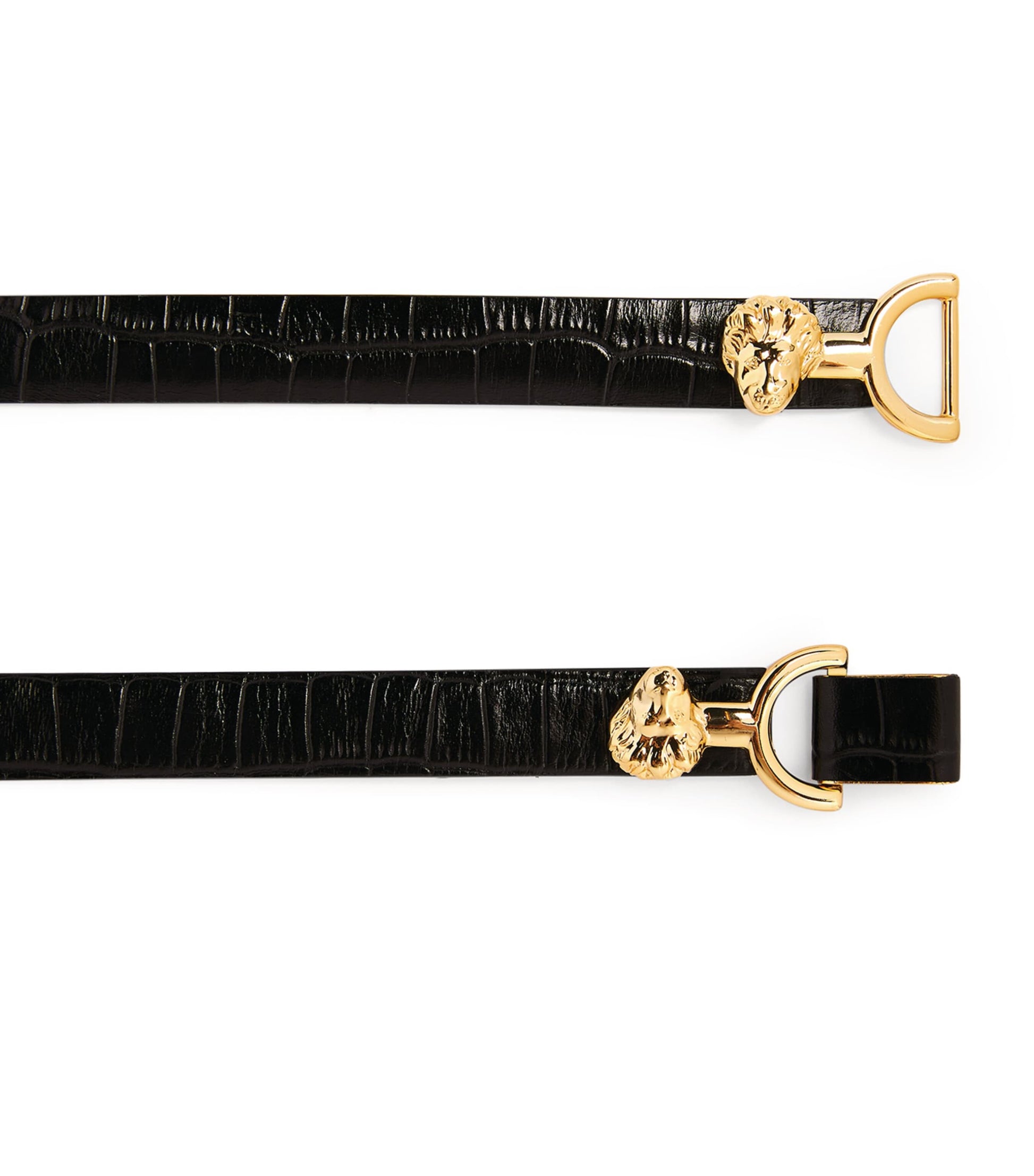 Maje Black Lion-Embellished Leather Horsebit Belt