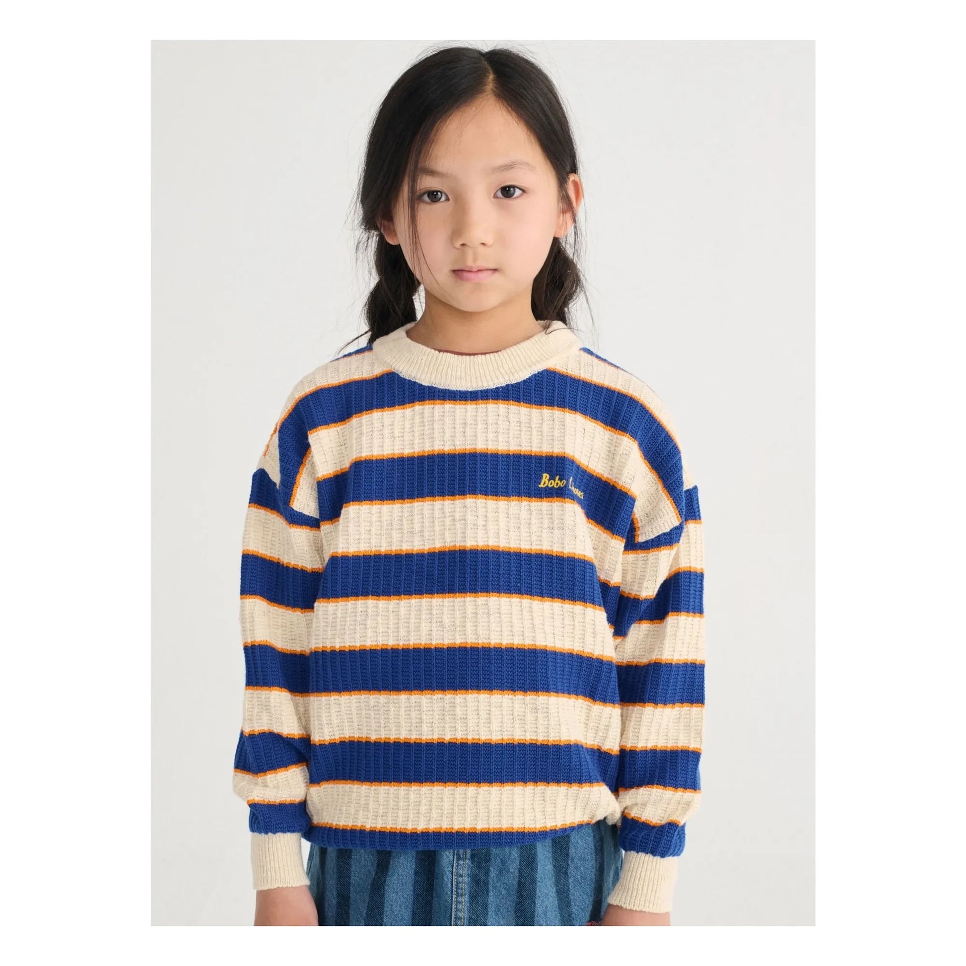 Bobo Choses - Striped Organic Cotton Sweater | Heather beige
