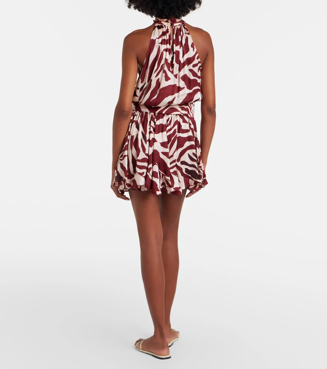 Poupette St Barth - Bianca printed halterneck satin minidress