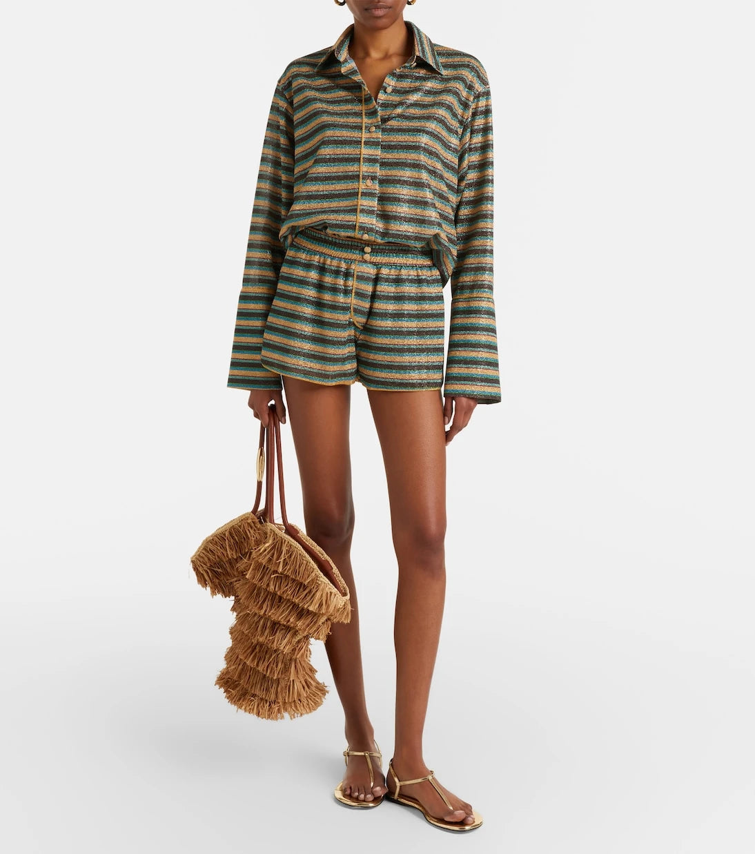 Oséree - Lumière striped shorts