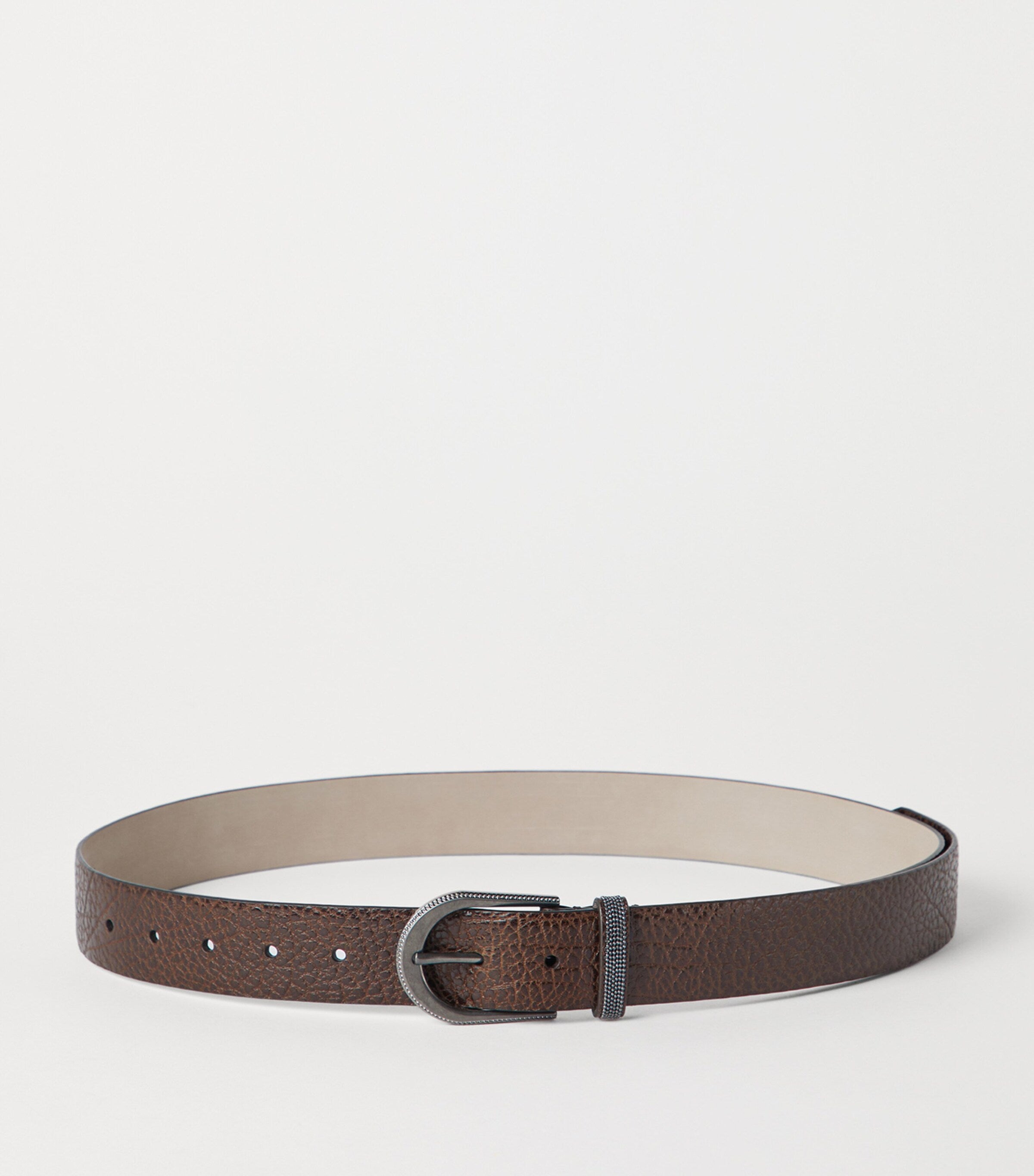 Brown Hammered Calfskin Belt