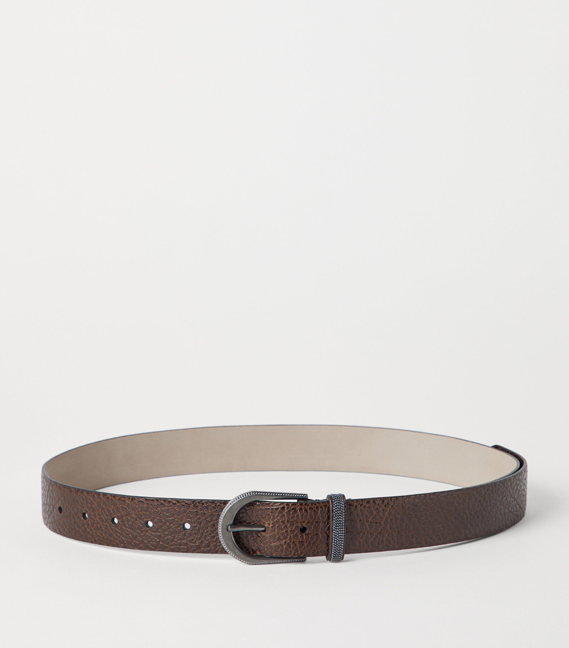 Brown Hammered Calfskin Belt
