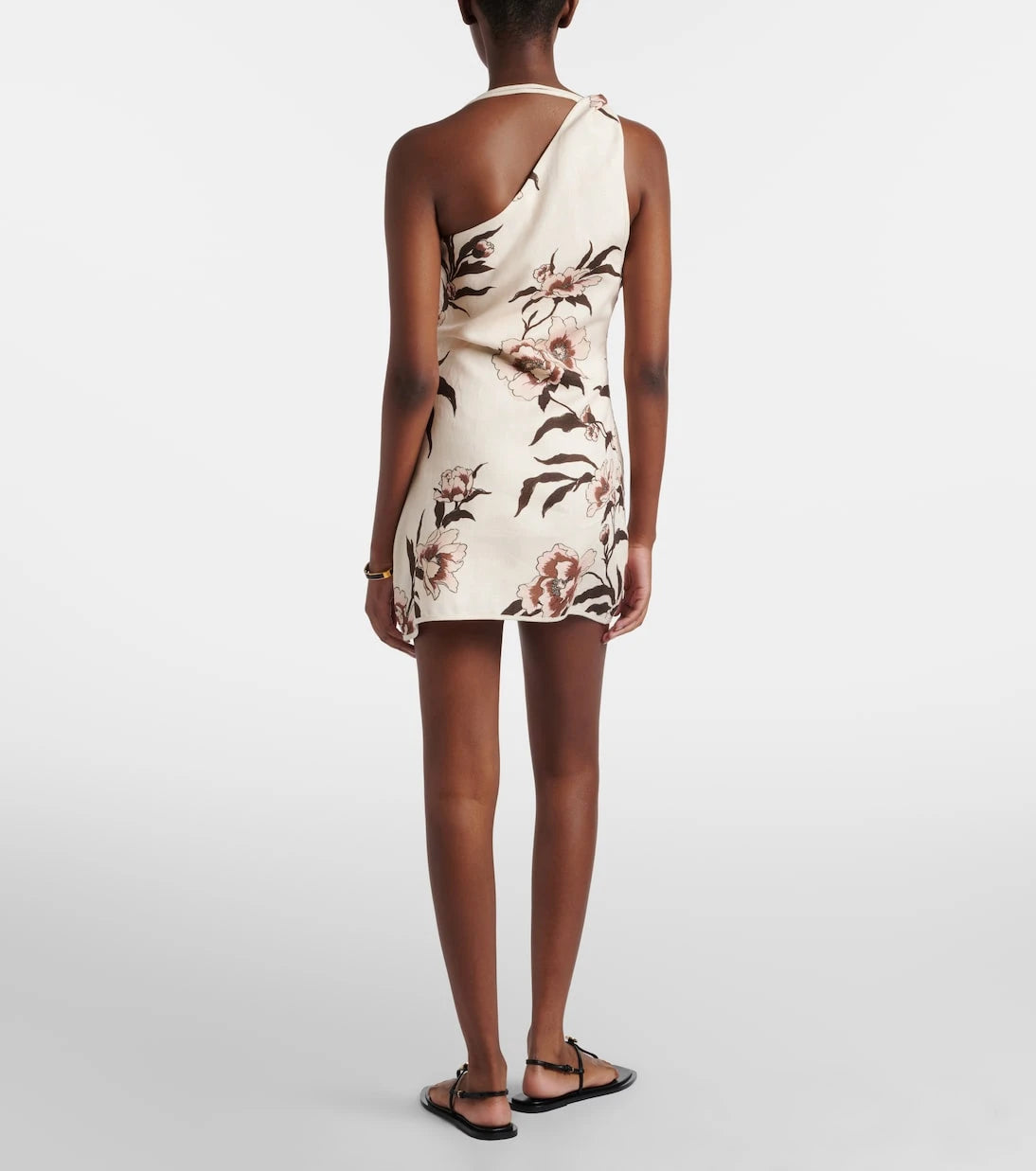 SIR - Floral one-shoulder linen minidress