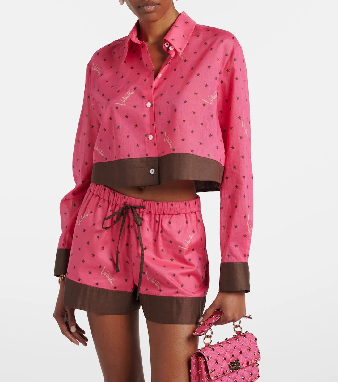 Valentino - Cropped printed cotton shirt