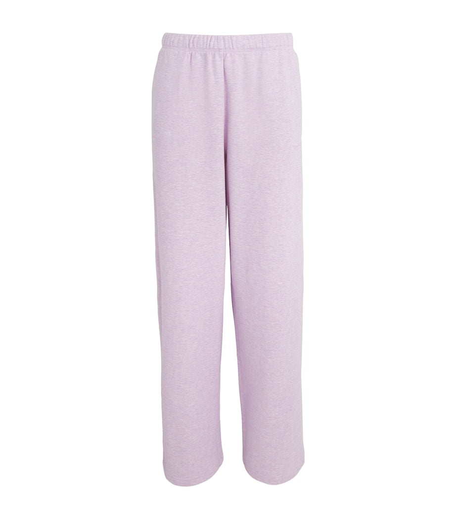 Purple Cotton-Blend Fleece Straight Sweatpants
