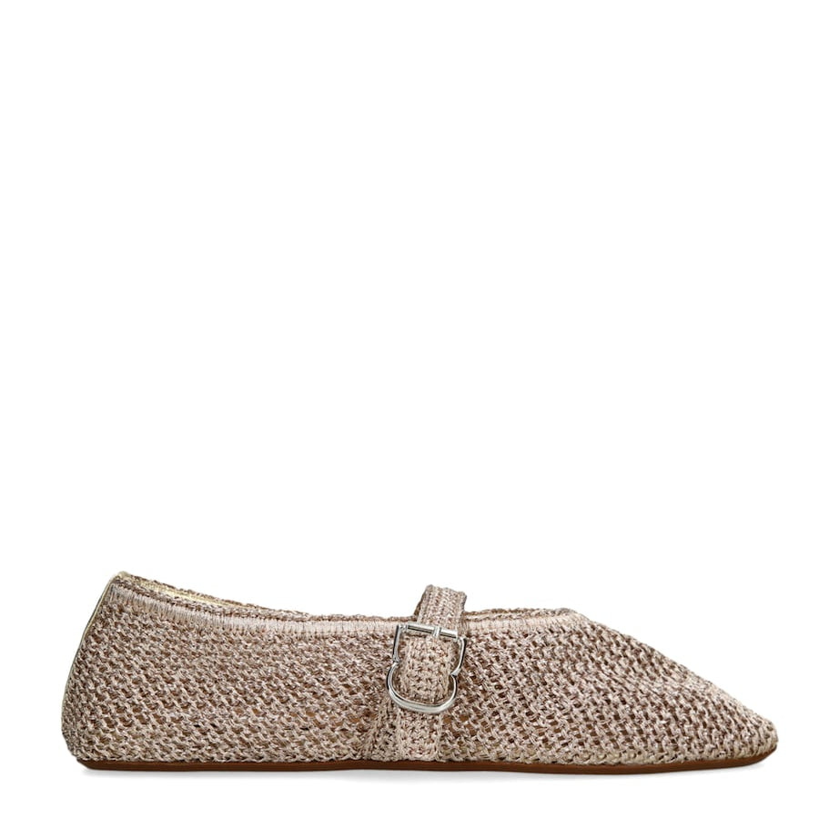 Nude Lurex Crochet Ballet Flats
