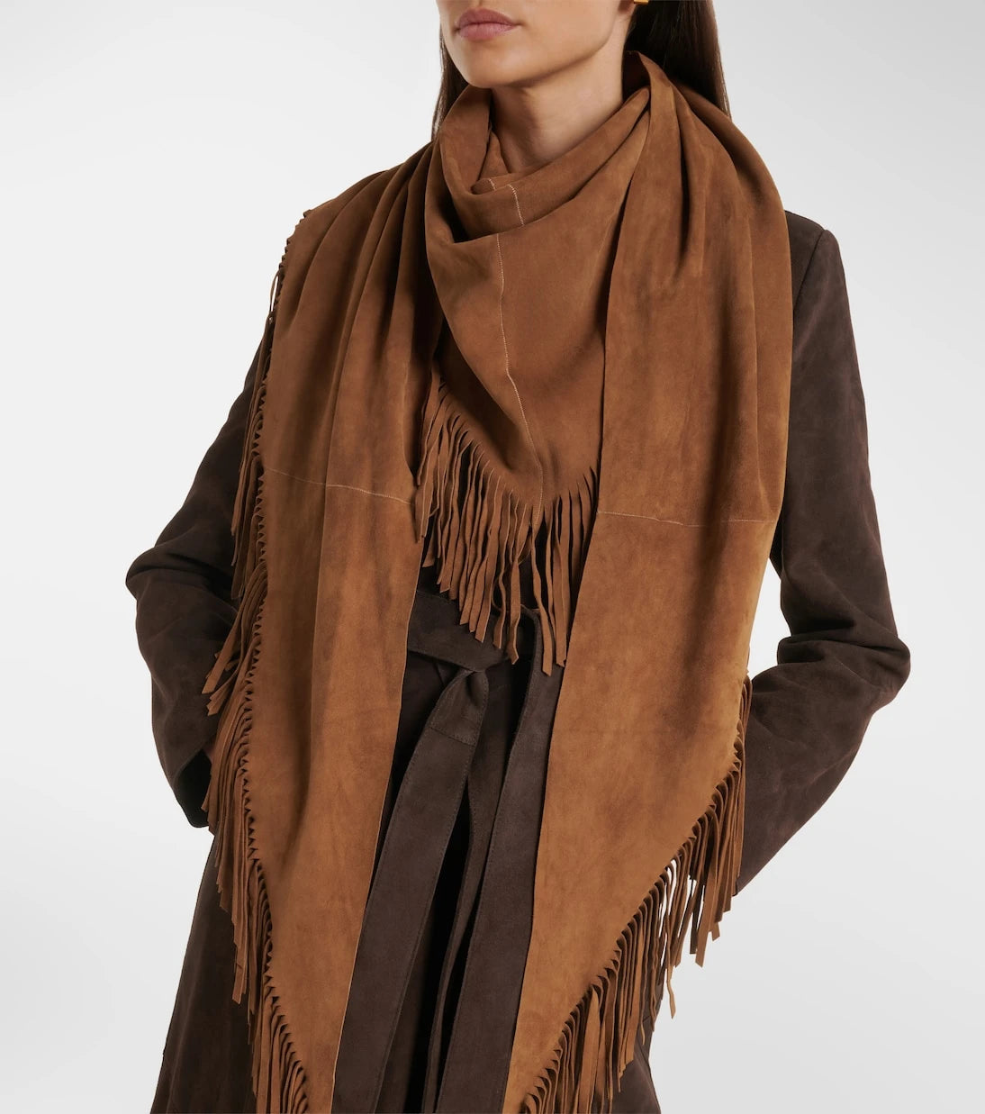 Nour Hammour - Fringed suede shawl