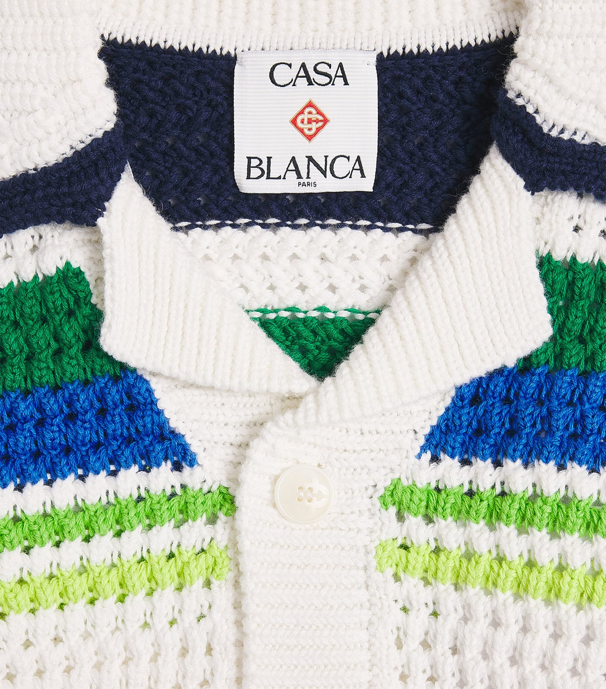 Casablanca Kids Cotton Crochet Stripe Shirt (3-14 Years)