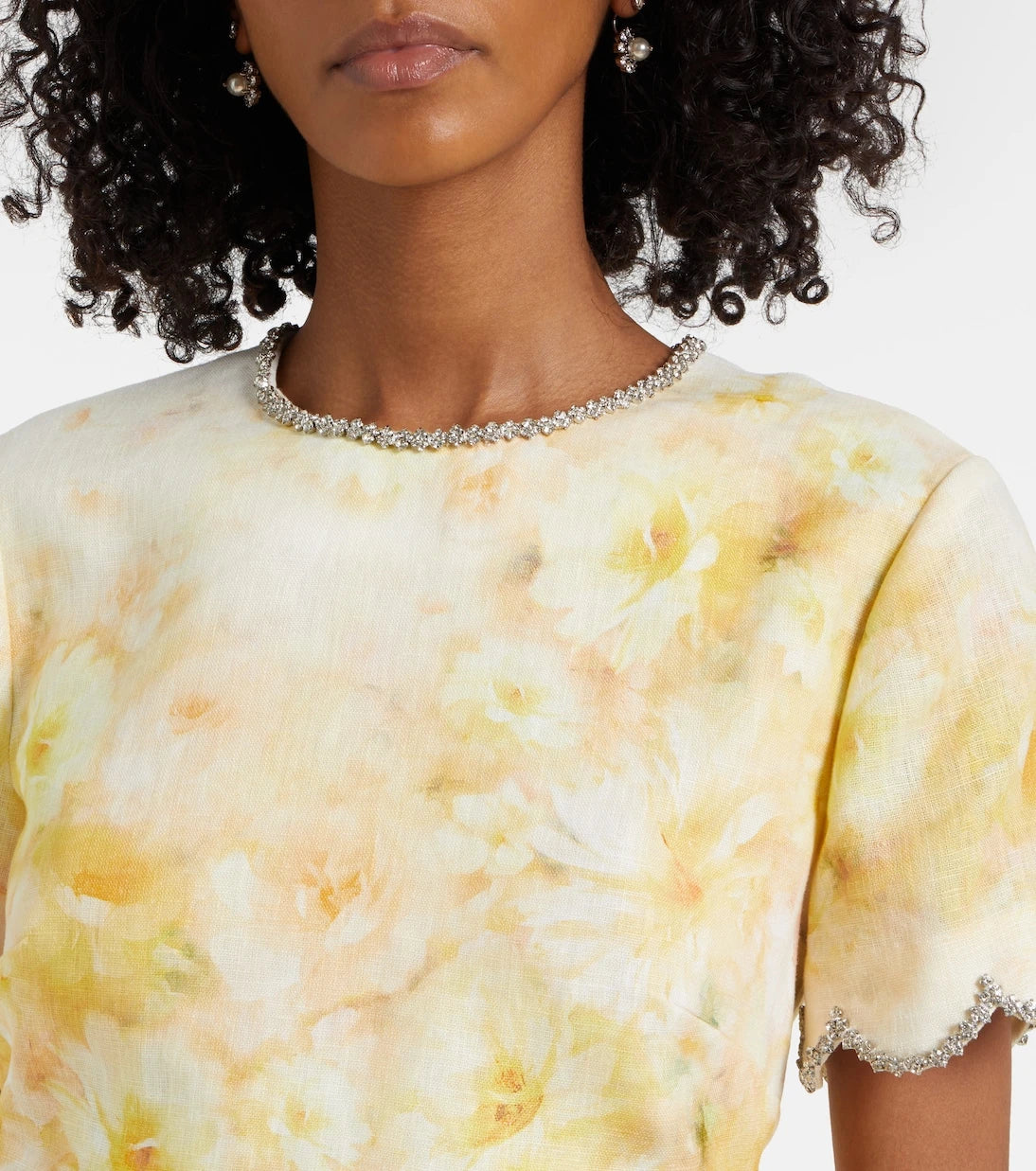 Zimmermann - Crush scalloped cropped silk top