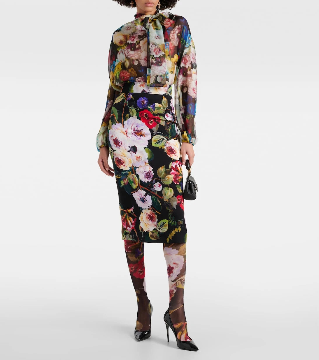 Dolce&Gabbana - Floral tulle tights