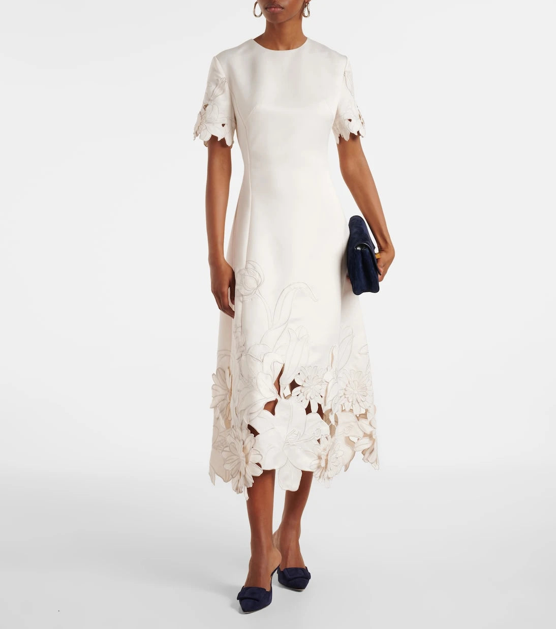 Leo Lin - Caroline floral-appliqué midi dress