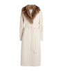 Beige Wool-Cashmere Sable-Trim Coat