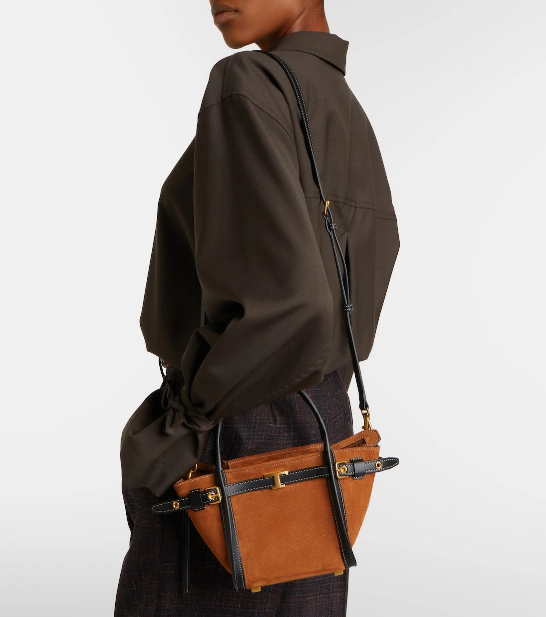Tod's - T Signature Mini suede top-handle bag