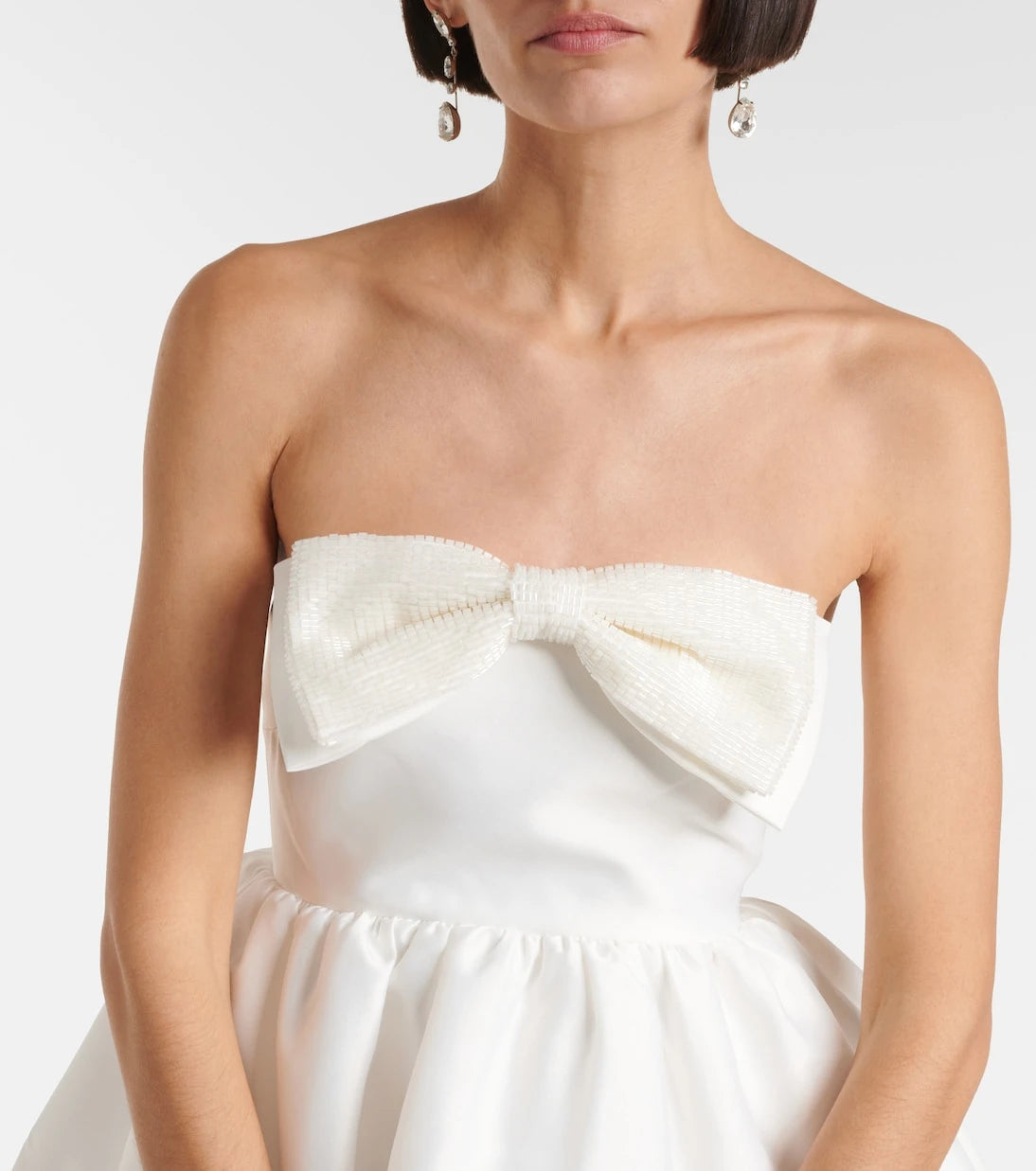 Self-Portrait - Bow-detail beaded taffeta minidress