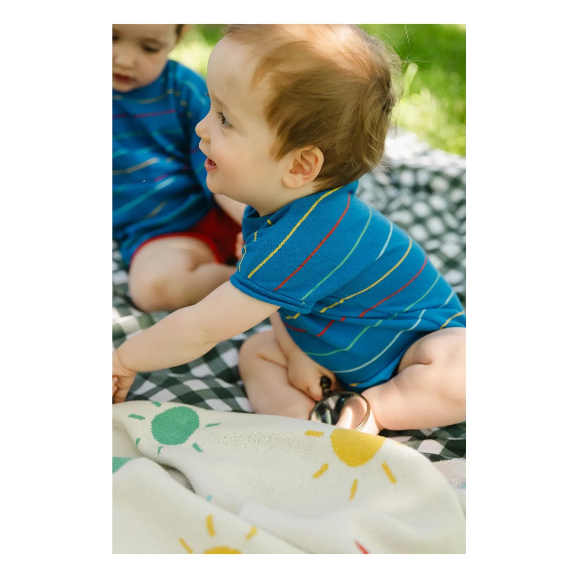 Bayiri - Botanical Striped Organic Cotton Bodysuit | Blue
