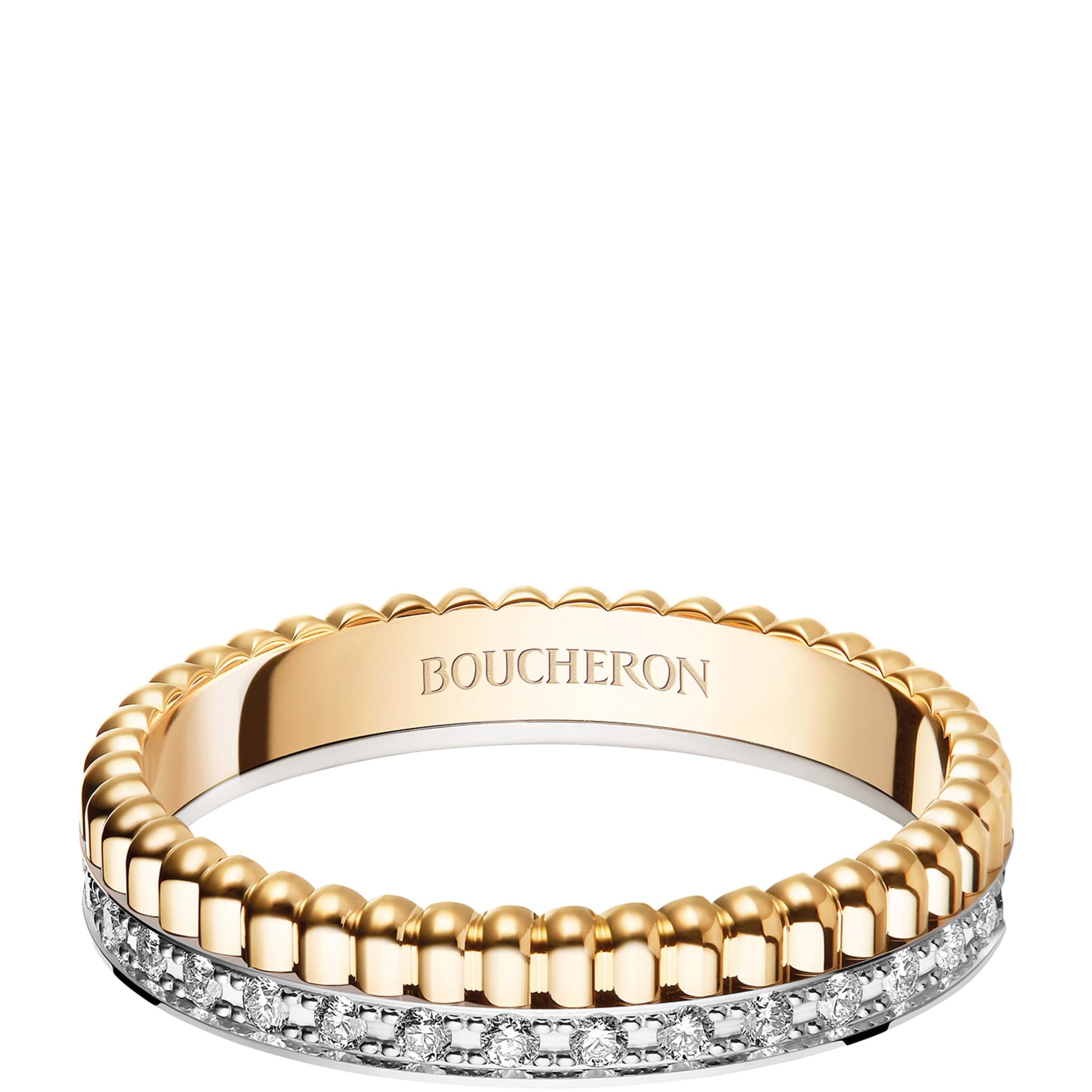 Yellow Gold, White Gold and Diamond Quatre Radiant Wedding Band