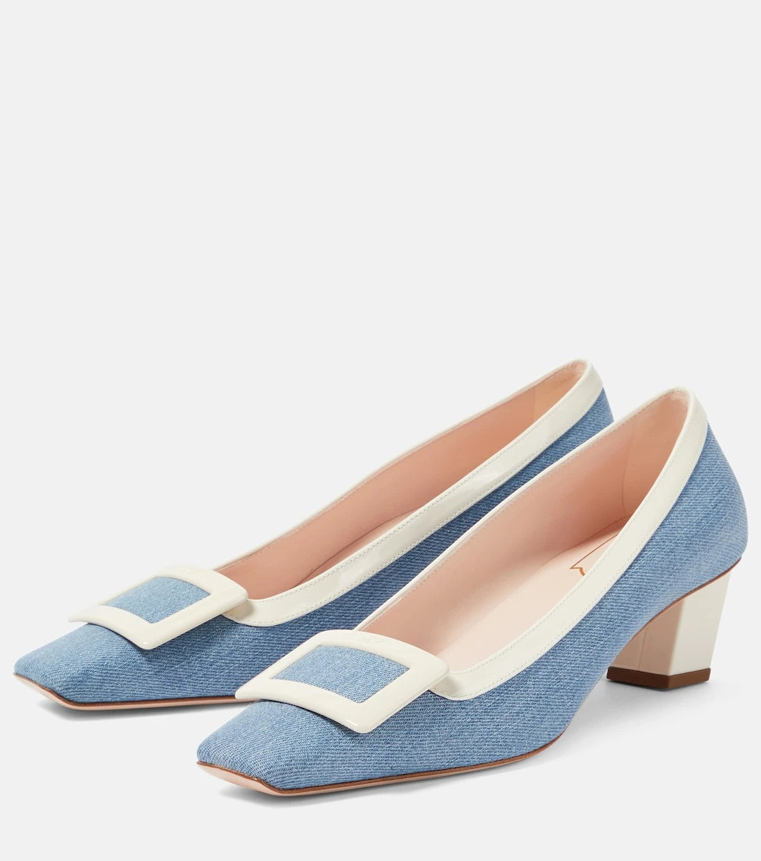 Roger Vivier - حذاء بيل فيفييه 45 من الكانفاس بكعب عالٍ