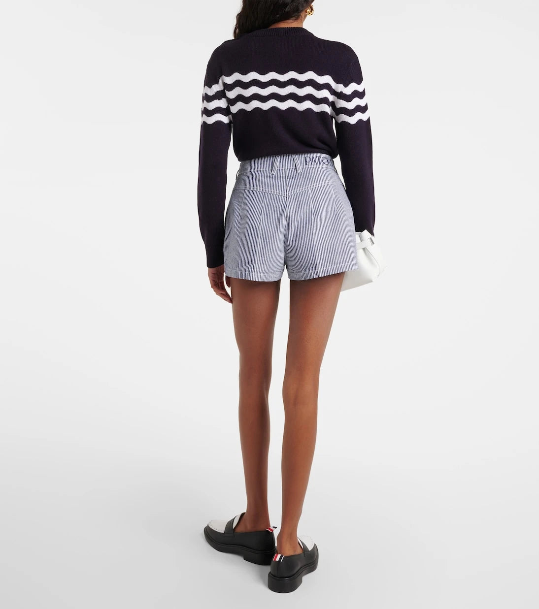 Patou - Striped high-rise denim shorts