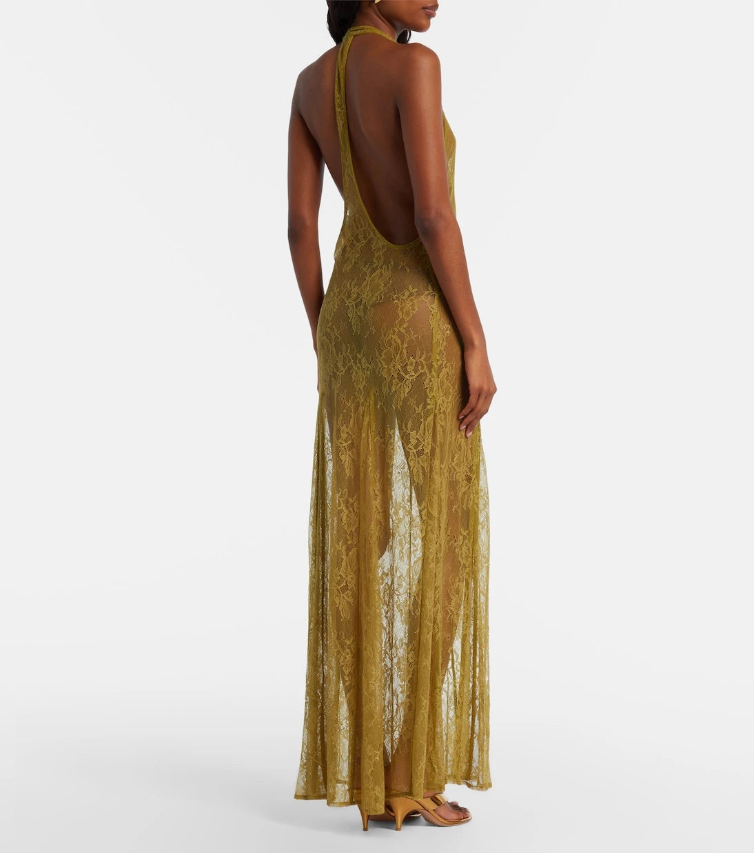 Adriana Degreas - Sheer open-back lace maxi dress