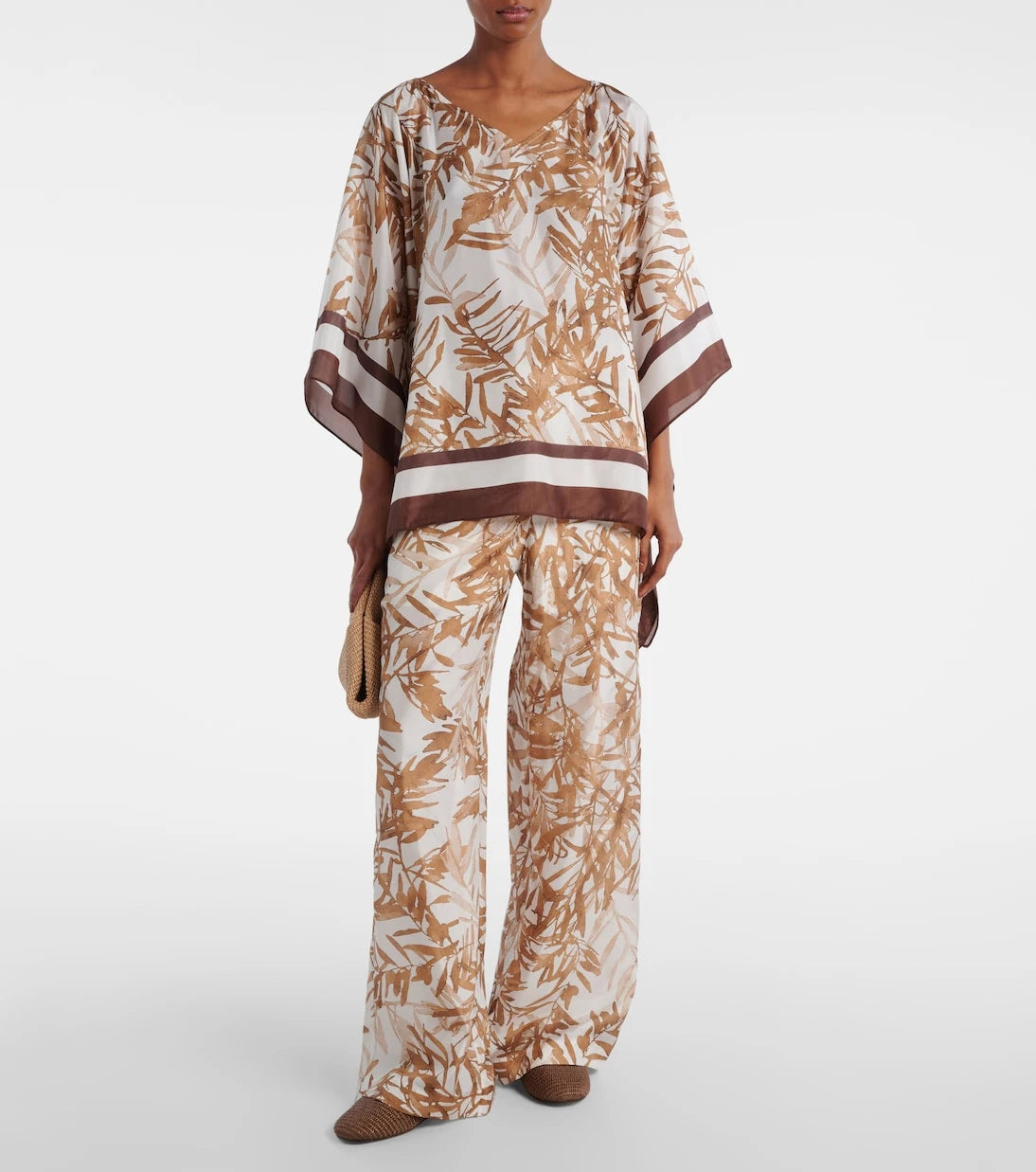 Brunello Cucinelli - Printed high-rise silk wide-leg pants