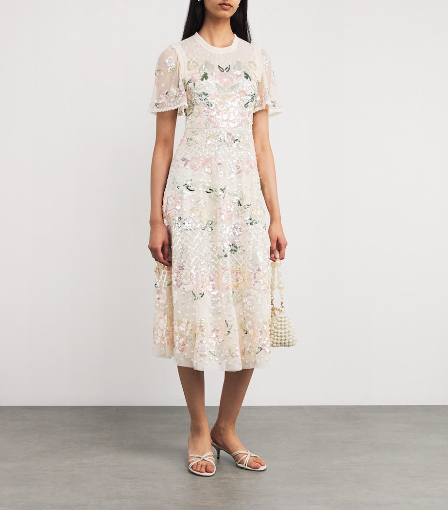 Needle & Thread Ivory Embellished Rosalie Ballerina Midi Dress