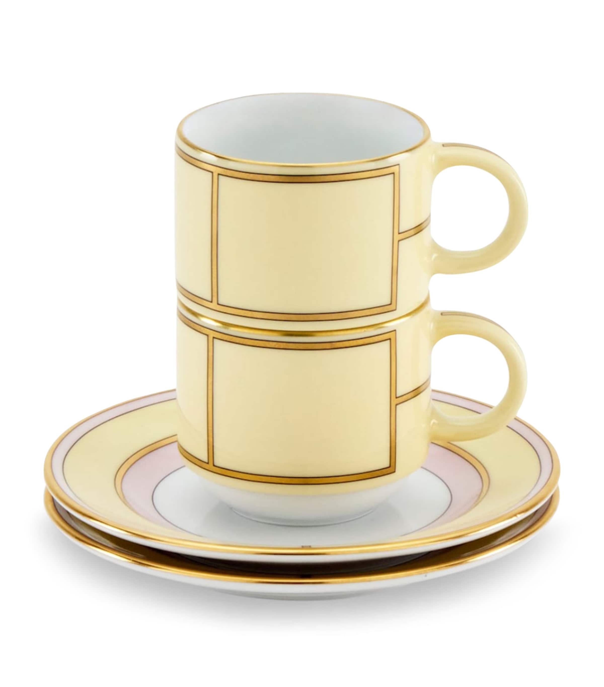 Set of 2 Colonna Diva Giallo Coffee Cups and Saucers