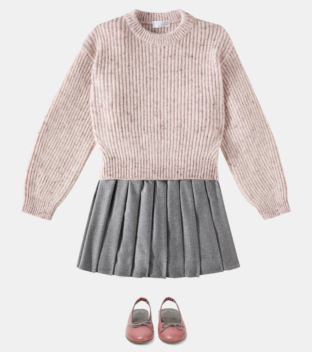 Brunello Cucinelli Kids - Pleated wool-blend skirt